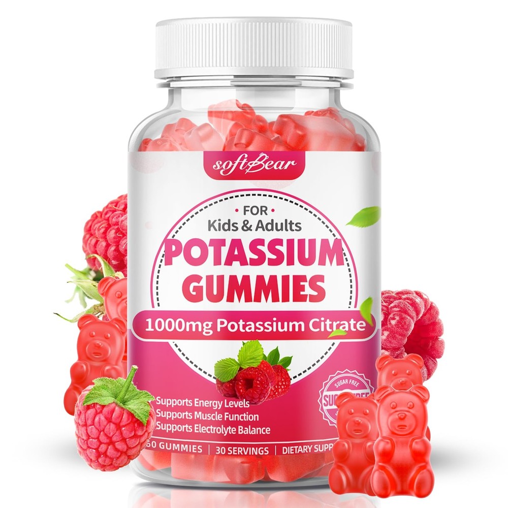 Potassium Citrate 1000mg Gummies – Suagr Free 60 Count (Pack of 1)