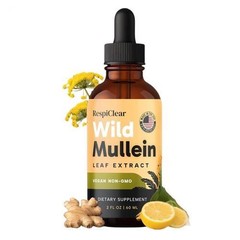 RESPICLEAR All-Organic Mullein Drops With Ginger & Lemon For Lung Cleanse And…