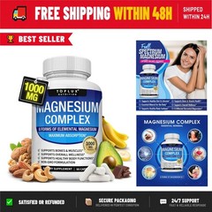 Toplux Magnesium Complex Supplement 1000mg – 90 Capsules for Muscle & Bone