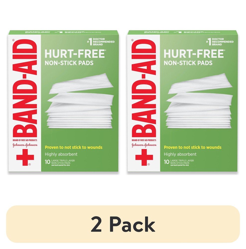 (2 pack) Hurt-Free Non-Stick Pads, Large, 3 in x 4 in, 10 Count