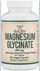 Double Wood Supplements Magnesium Glycinate 400mg 180 Veggie Capsules NSF GMP