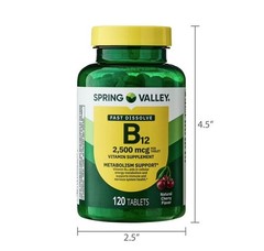 2 PACK Spring Valley Vitamin B12Quick Dissolve Tablets Supplement 2500Mcg Cherry