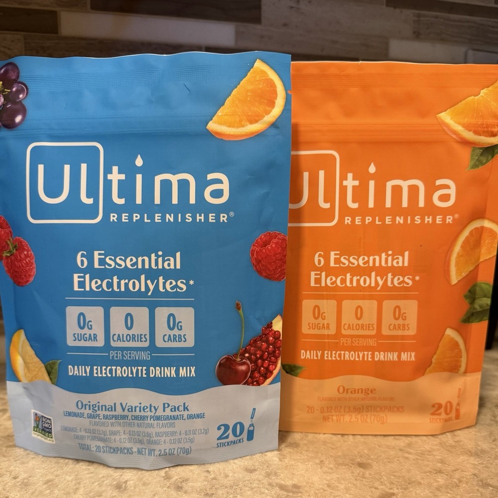 40 Count Ultima Hydration Electrolyte Drink Mix Sticks- Orange And Variety Pack