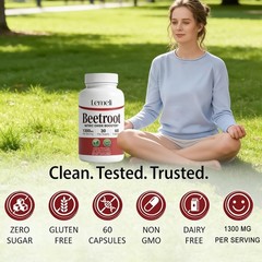 Lemeli Beetroot Capsules Extract 1300mg Pure Non-GMO & Gluten Free Beet Root