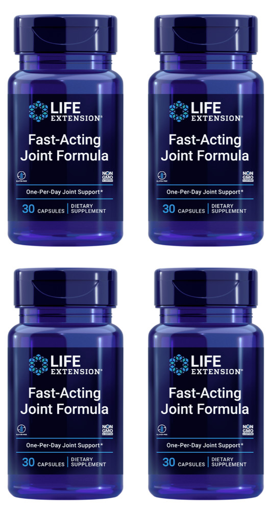 4 PACK Life Extension Fast Acting Joint Formula One per Day Support 30 Capsules