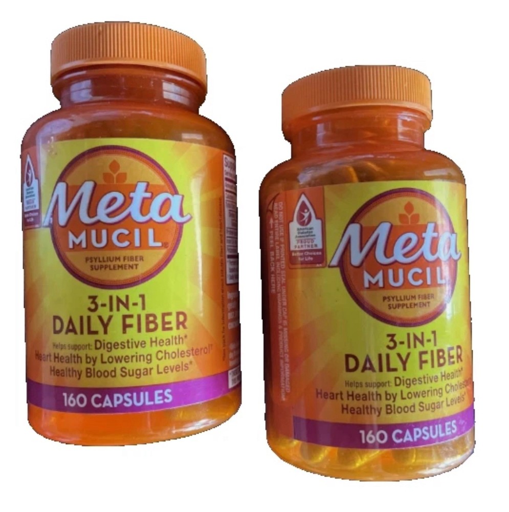 2x Metamucil 3 in 1 Daily Fiber 160 Cap Psyllium Fiber Supplement EXP 2026