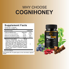 CogniHoney Advanced Capsules, Cogni Honey Cognitive Support (60 Capsules)