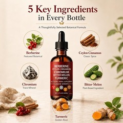 Berberine Drops with Ceylon Cinnamon – 2 fl oz | Herbal Wellness Supplement