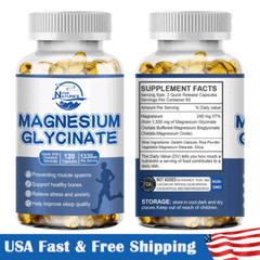 Magnesium Glycinate 120 Capsules 1330mg Stress & Anxiety Relief High Strength