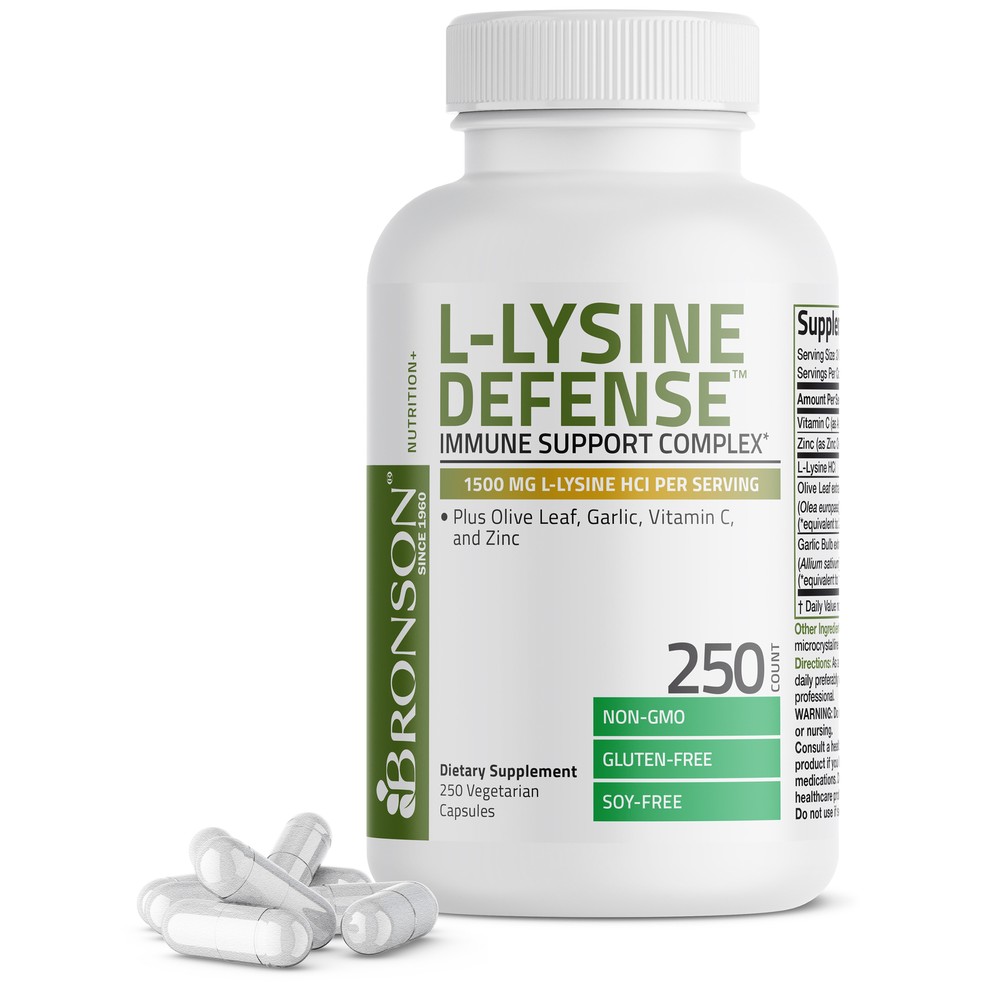 L-Lysine Defense Immune Support Complex 1500 MG, 250 Vegetarian Capsules