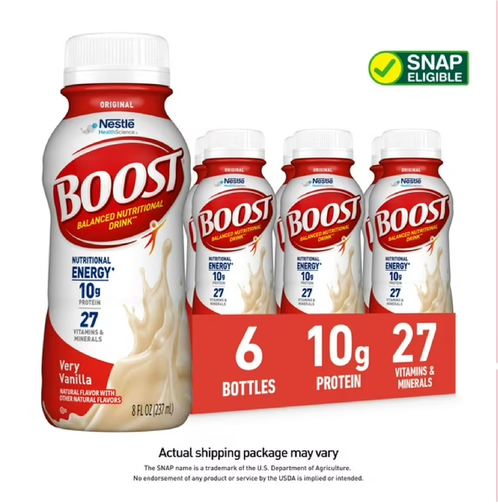 BOOST Original Balanced Nutritional Drink Protein Shakes, Vanilla, 8 fl oz 6 pk