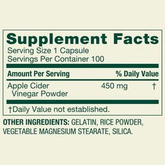 Spring Valley Apple Cider Vinegar 450mg Capsules 100 Count (3 Pack)