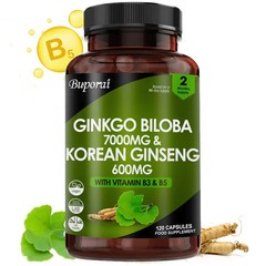 Ginkgo Biloba and Korean Ginseng 120pcs, Supports Memory and Brain Function