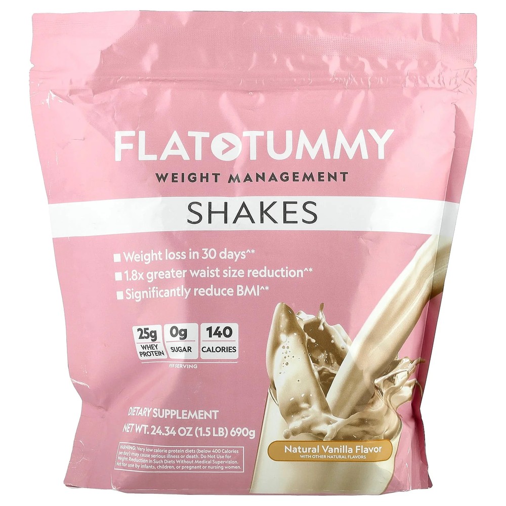 2 X Flat Tummy, Shakes, Natural Vanilla, 1.5 lb (690 g)