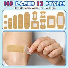 BBTO Assorted Styles Flexible Fabric Adhesive Bandages – Small Breathable Fin…