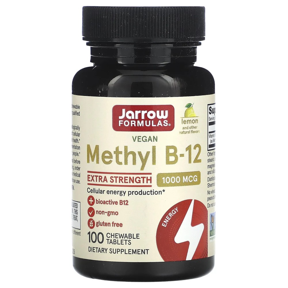 Jarrow Methyl B-12, Extra Strength, Lemon, 1,000 mcg, 100 Chewable Tablets
