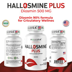 Hallosmine Plus Diosmin 500mg | Veins support supplements for veins health 60 Ct