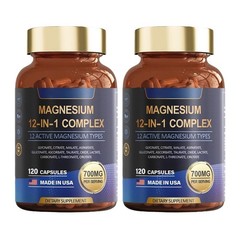 Magnesium 5x 12 1 in Complex 700mg – Glycinate Citrate Malate Taurate 120 Caps