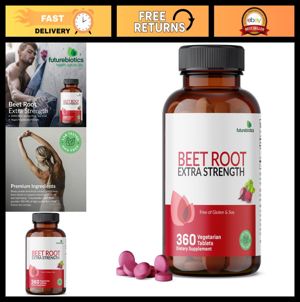 Extra Strength Beet Root Supplement, Non-GMO, 360 Veggie Tablets for Energy & He