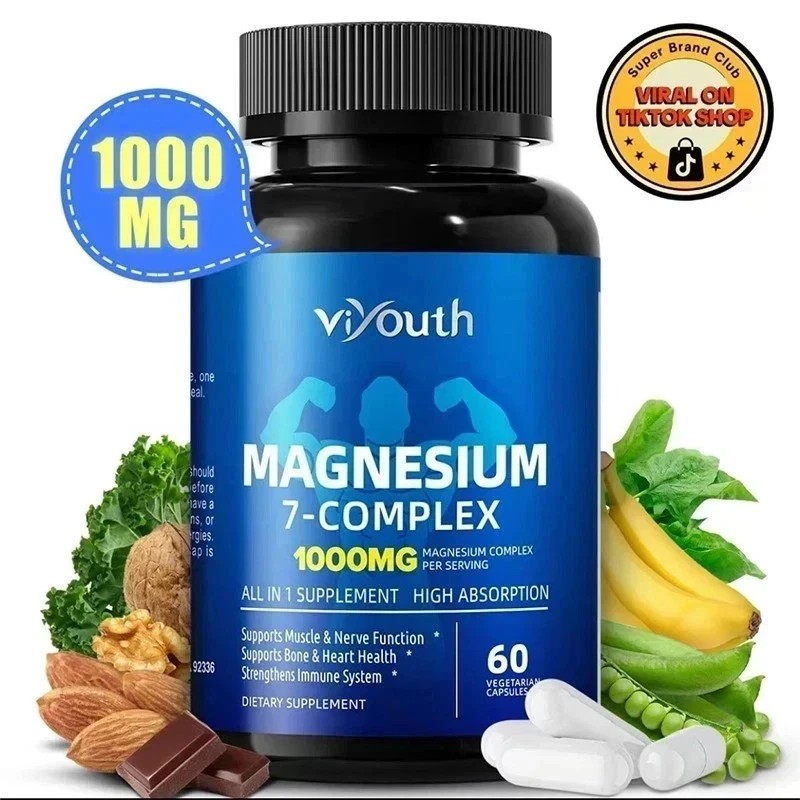 1-3PCS Viyouth Magnesium 7 Complex Capsules 60 Count Sleep Support Bone Health-+
