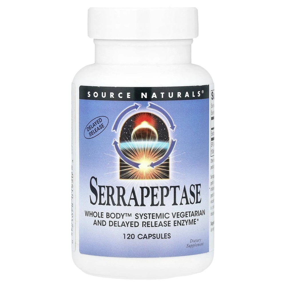 2 X Source Naturals, Serrapeptase, 120 Capsules (60,000 SPU Per Capsule)