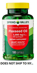 Spring Valley Flaxseed Oil Softgels Dietary Supplement, 1,000 mg, 100 Count