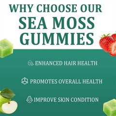1 Sea 16 Organic Moss Gummy | Irishmoss Extract 6000Mg | Apple Green Flavor in