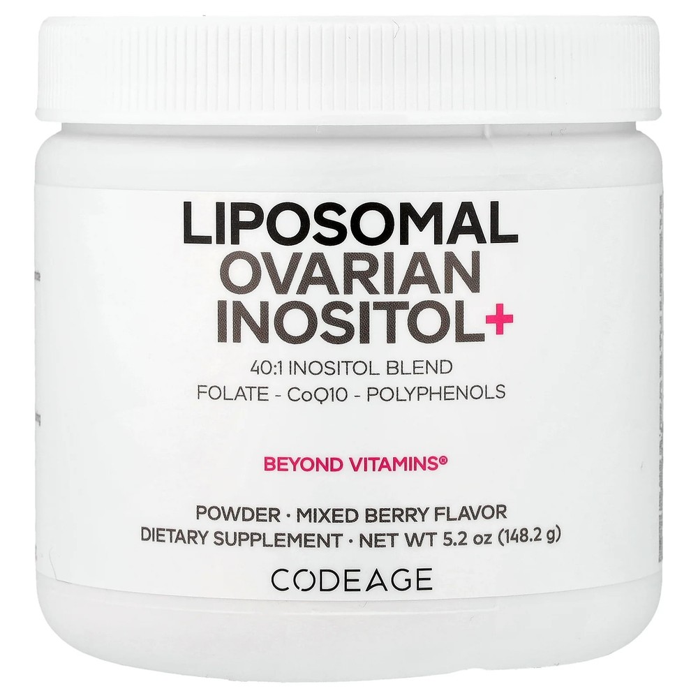 2 X Codeage, Liposomal Ovarian Inositol+ Powder, Mixed Berry, 5.2 oz (148.2 g)