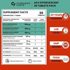 Carbamide Forte ACV Apple Cider Vinegar Effervescent (30 Tabs) for Weight Loss