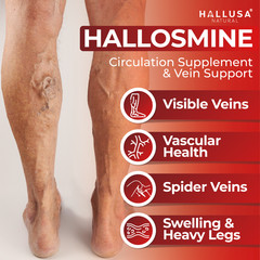 HALLOSMINE 300 Mg – Circulation and Vein Support – Support for Healthy Legs – 60