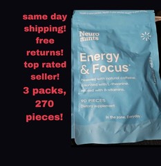Neuro Mints: 3 Bag Energy & Focus-Peppermint-270 Pieces Free Shipping Exp 2/2028