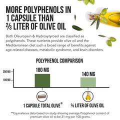 Olive Leaf & Fruit Extract 40% Oleuropein, 20% Hydroxytyrosol, 60 Caps, Enhanced