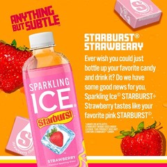 Sparkling Ice STARBURST Strawberry, Zero Sugar Flavored 17 Fl Oz (Pack of 12)