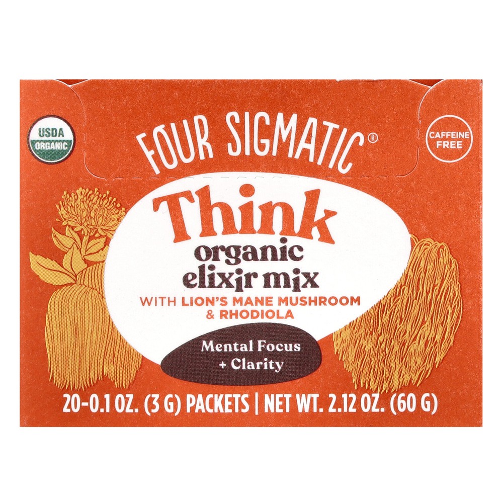 Think, Organic Elixir Mix With Lion’s Mane Mushroom & Rhodiola, Caffeine Free,