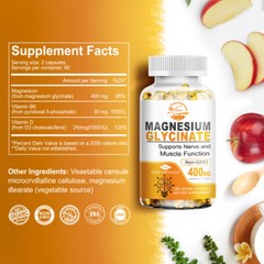 Glicinato De Magnesio De Maxima Potencia 400 Mg, 120 Capsulas FREE SHIPPING