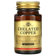 Chelated Copper, 100 Tablets (2.5 mg per Tablet)