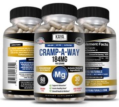 (2 Pack) Cramp-A-Way 60ct Magnesium Glycinate, Sleep Aid, Joint & Bone Support