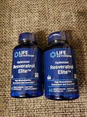 Life Extension Optimized Resveratrol Elite 2X 60 Vegetarian Capsules EX 10/27