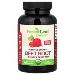 2 X Forest Leaf, Certified Organic Beet Root + Ginger & Grape Seed, 120 Vegetab
