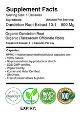 Dandelion Root Extract Organic 100 Capsules 8000mg 10:1 High Potency & Purity