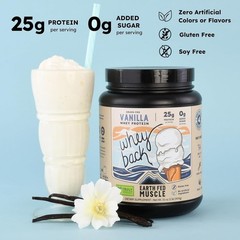 Earth Fed Muscle Whey Isolate Vanilla Grass Fed Protein Non GMO 29 Servings