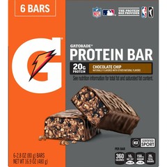 Gatorade Chocolate Chip Protein Bars 2.8 oz 6 Count Energy Snack