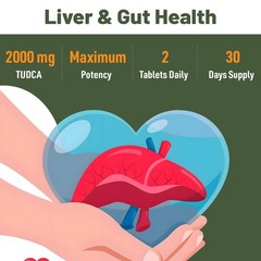 2000mg TUDCA Liver Support Supplements – Detox & Cleanse Bile Salts – 30 Tablets