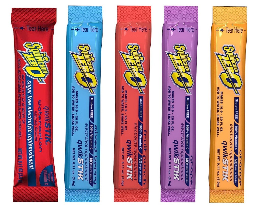 500-Pack Sqwincher ZERO Qwik Stik Hydration Powdered Packets – Assorted Flavors