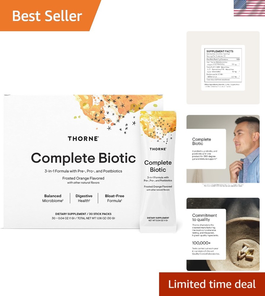Easy-to-Use Complete Biotic Powder – 3-in-1 Gut Health Supplement – 30 Servings