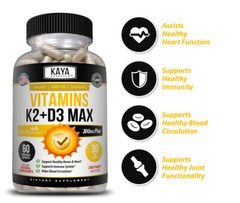 (2 Bottles) Vitamin K2 (MK7) D3 5000 IU Supplement, BioPerine Capsules, Immune