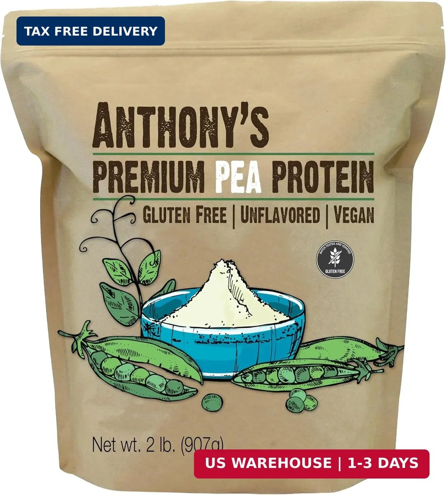 Anthony’s Premium Pea Protein, 2 lb, Plant Based, Gluten Free, Unflavored, Vegan