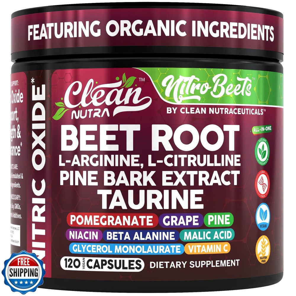 Clean Nutra Organic Beet Root Capsules L Arginine L Citrulline Pine Bark Nitr