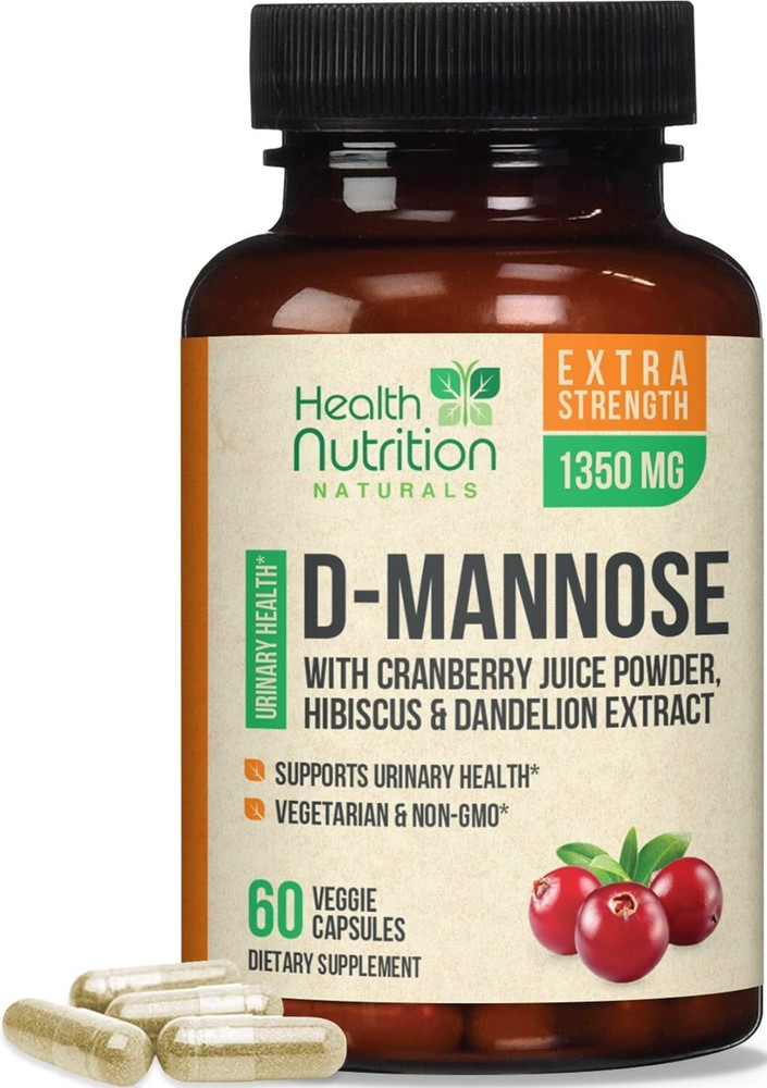D-Mannose Capsules 1350mg with Cranberry UTI Support & Cleanse, Bladder Health