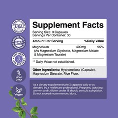 Triple Magnesium Complex Supplement Elemental – Sleep Muscle Non GMO Vegan